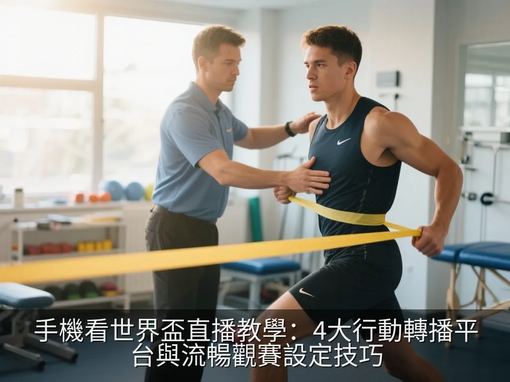 放置在木質桌面上的智慧型手機，顯示著體育直播應用程式介面